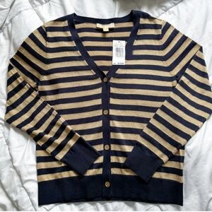 Michael Kors Navy/Gold Stripe Cardigan